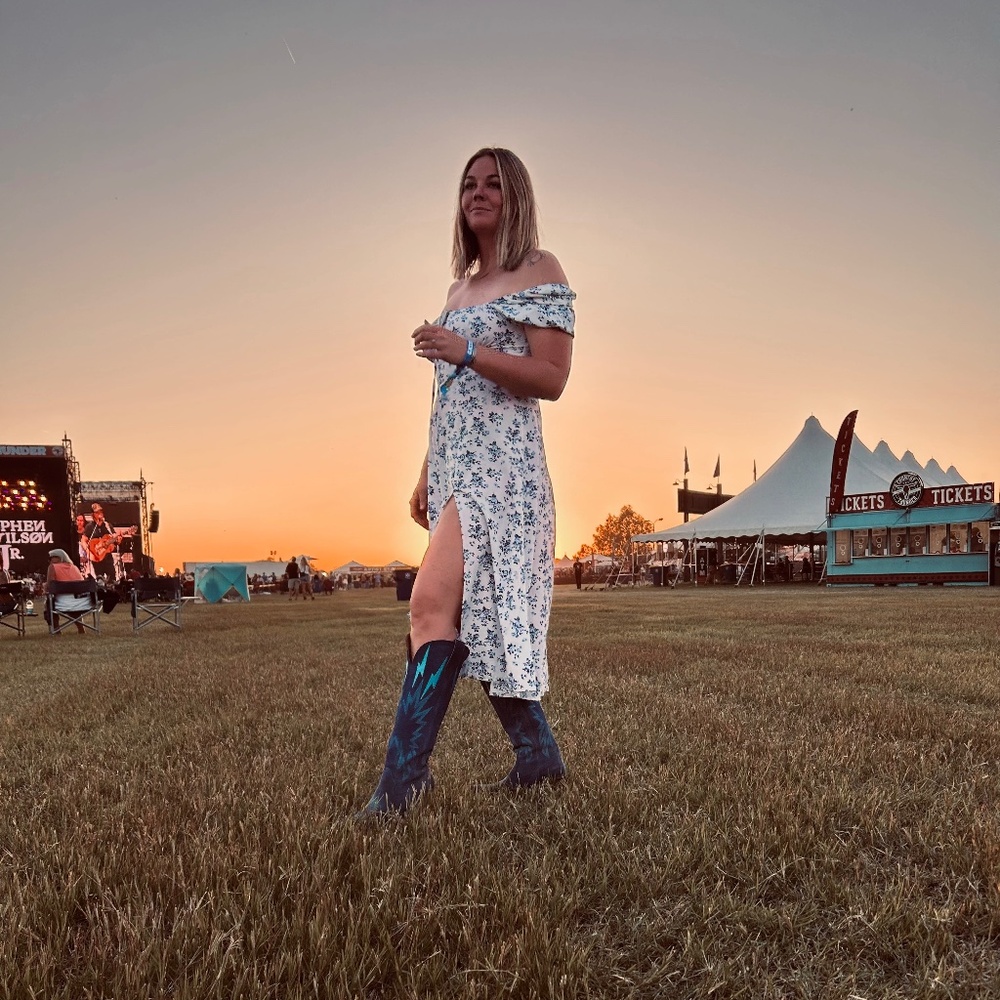 Shein blue flower dress